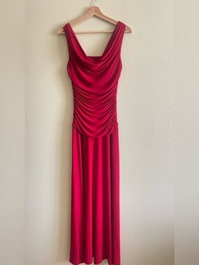 Night way gown Elegant Red Ruched Evening Dress